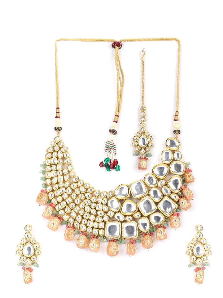 Gold-Plated Kundan-Studded Necklace & Earrings