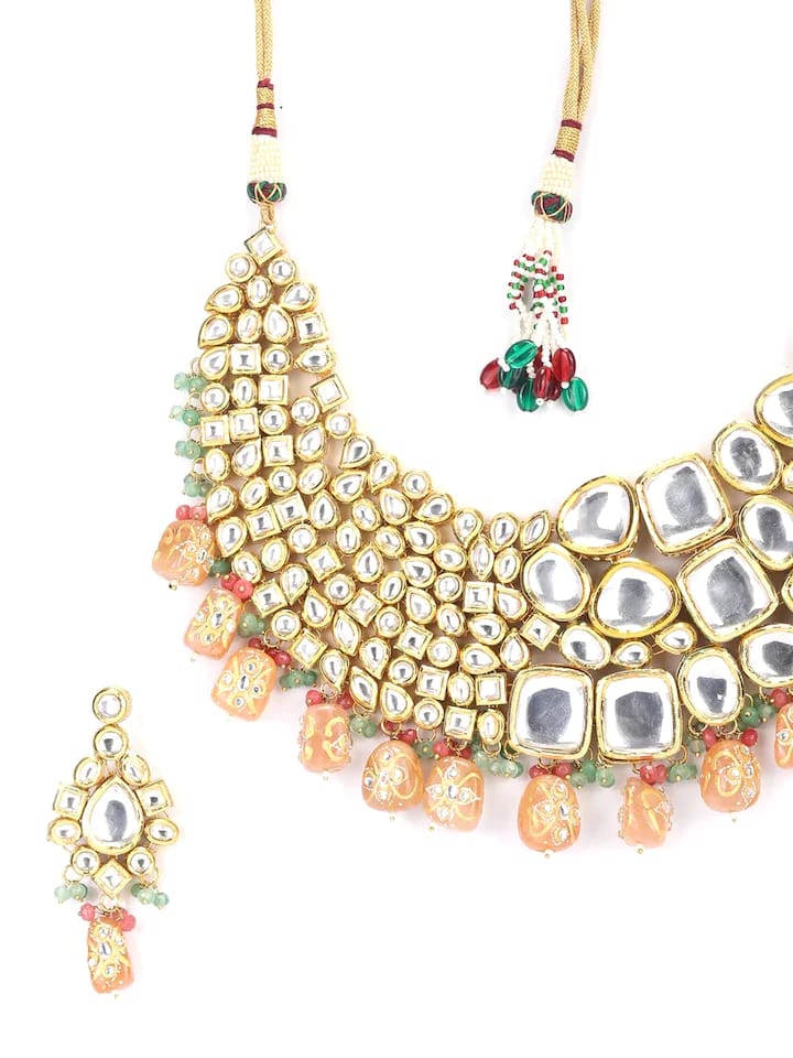Gold-Plated Kundan-Studded Necklace & Earrings