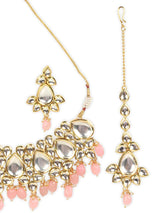 Gold-Plated Peach Kundan-Studded Jewellery Set
