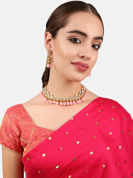 Gold-Plated Kundan-Studded Necklace & Earrings