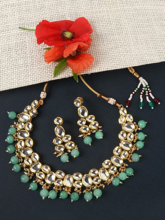 Gold-Plated Kundan-Studded Necklace & Earrings
