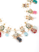 Gold Plated Pearl Necklace Set With Earrings