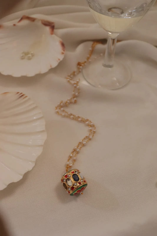 Gold Plated Long Kundan Polki Necklace