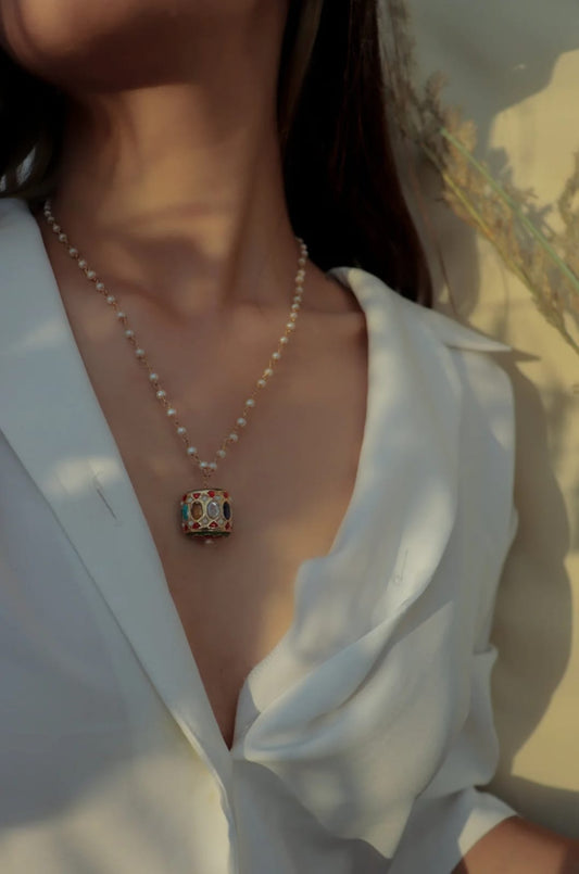 Gold Plated Long Kundan Polki Necklace