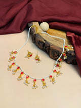 Gold Plated Red Kundan Embellished Choker Necklace Set