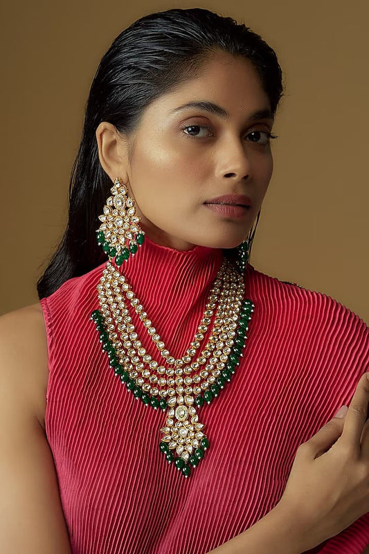 Gold Plated Kundan Polki Necklace Set