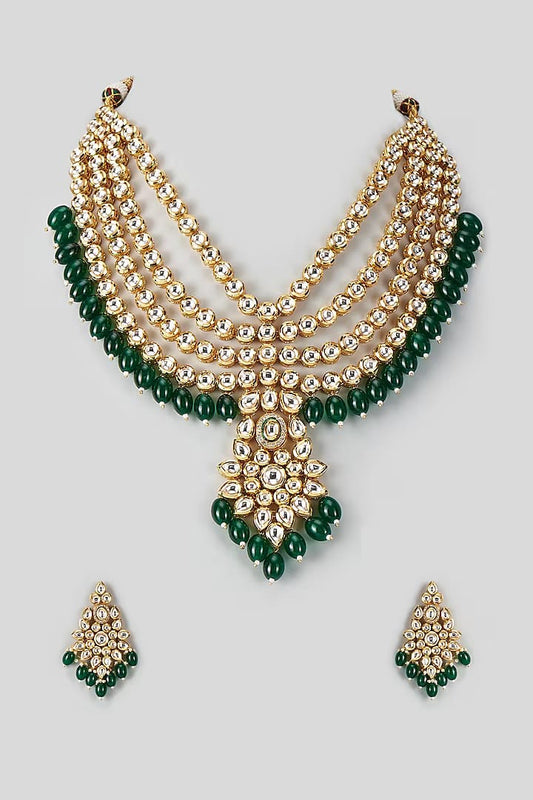 Gold Plated Kundan Polki Necklace Set