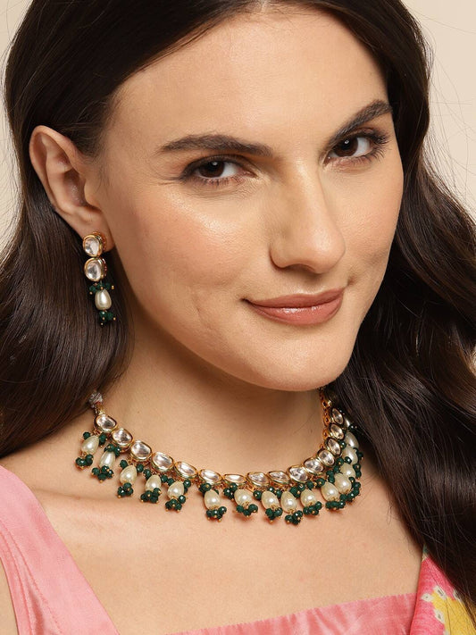 Gold Plated Kundan Choker Necklace Set
