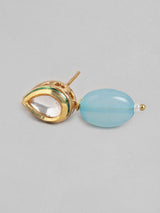 Gold Plated Kundan Choker Necklace Set (Sky Blue)