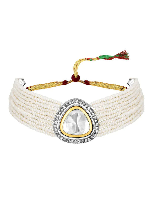 Gold Plated Polki Pearl Choker Set