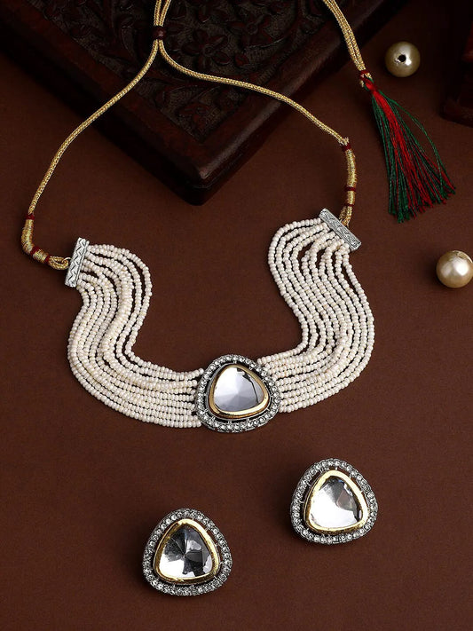 Gold Plated Polki Pearl Choker Set