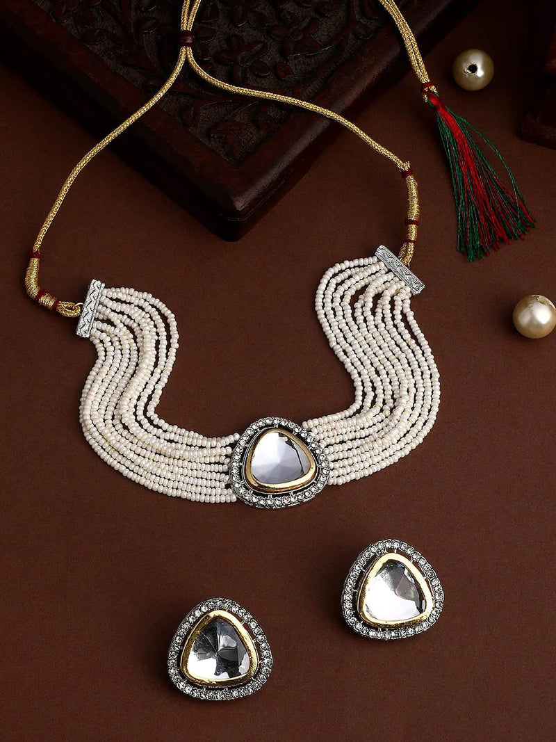 Gold Plated Polki Pearl Choker Set