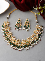 Gold Plated Kundan Choker Necklace With Earrings