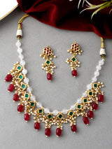 Gold Plated Kundan Choker Necklace With Earrings