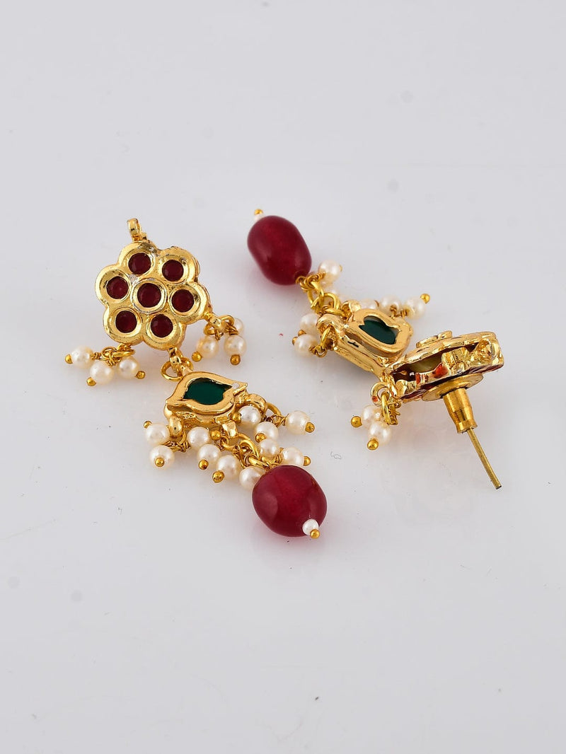 Gold Plated Kundan Choker Necklace With Earrings