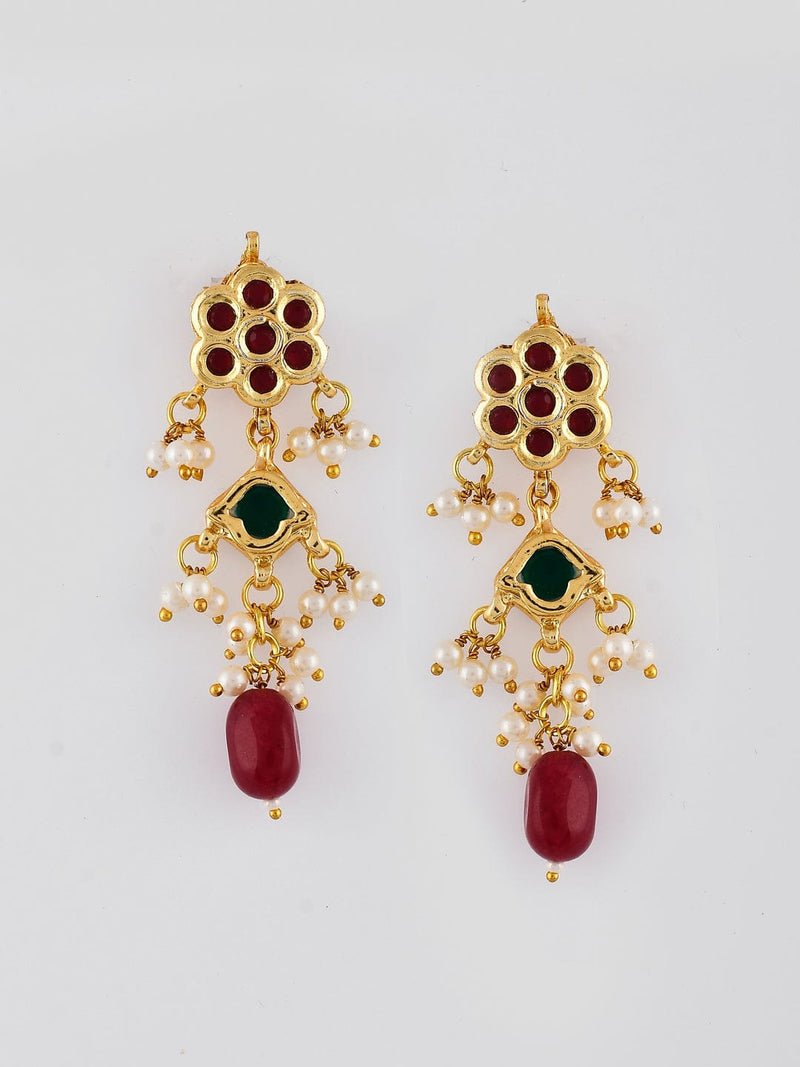 Gold Plated Kundan Choker Necklace With Earrings