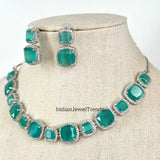 Wow Jewellery Turquoise Ad Necklace Set With Matching Earrings