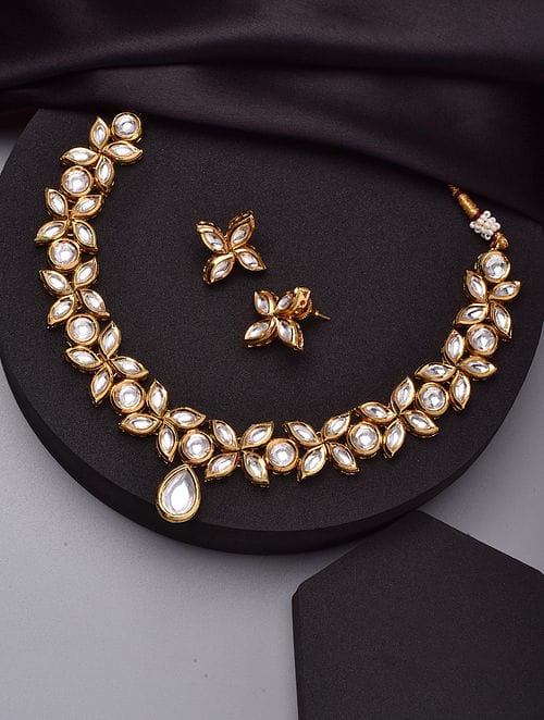 Gold Tone Kundan Necklace Set