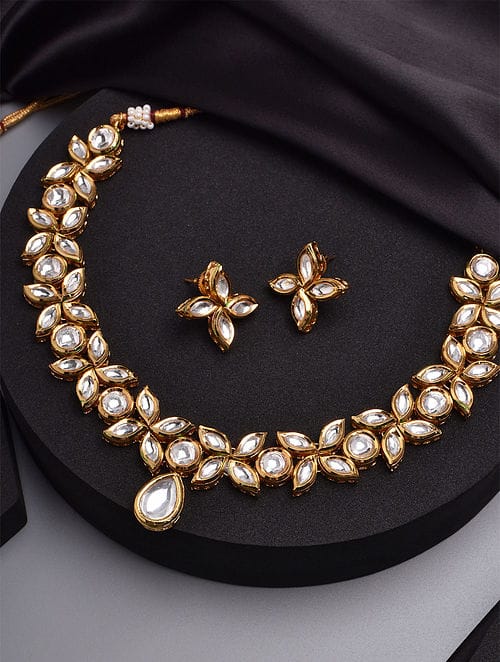 Gold Tone Kundan Necklace Set