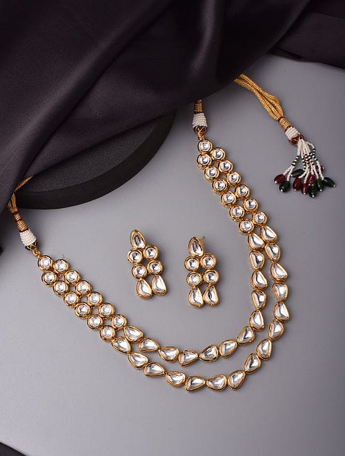 Gold Plated Kundan Embellished Choker Necklace Set