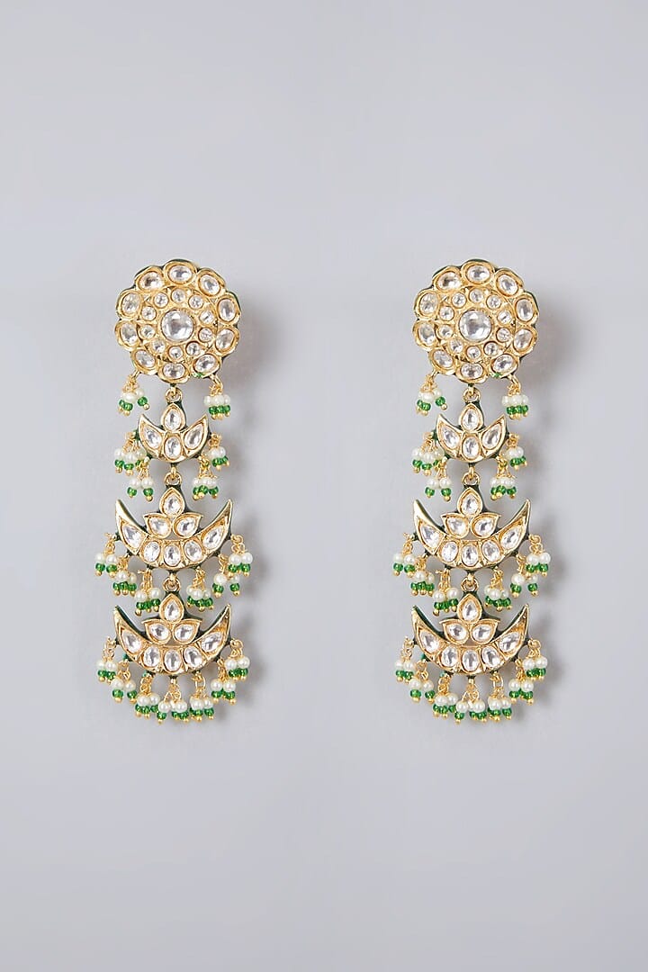 Gold Plated Kundan Polki & Pearl Long Necklace Set