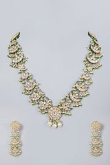 Gold Plated Kundan Polki & Pearl Long Necklace Set