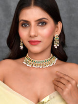 Gold Plated Red Kundan Necklace Set