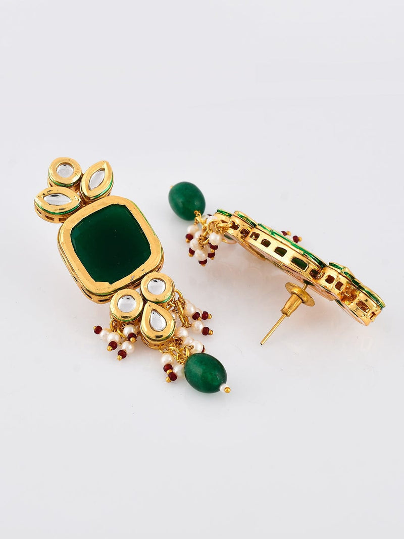 Gold Plated Kundan Necklace With Earring & Maangtika