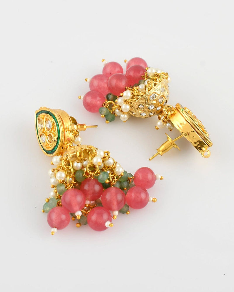 Gold Plated Kundan Necklace With Earring