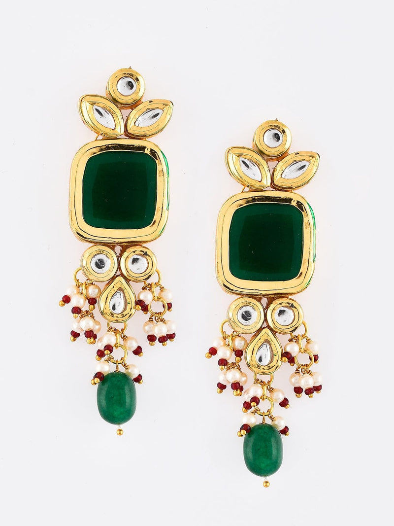 Gold Plated Kundan Necklace With Earring & Maangtika