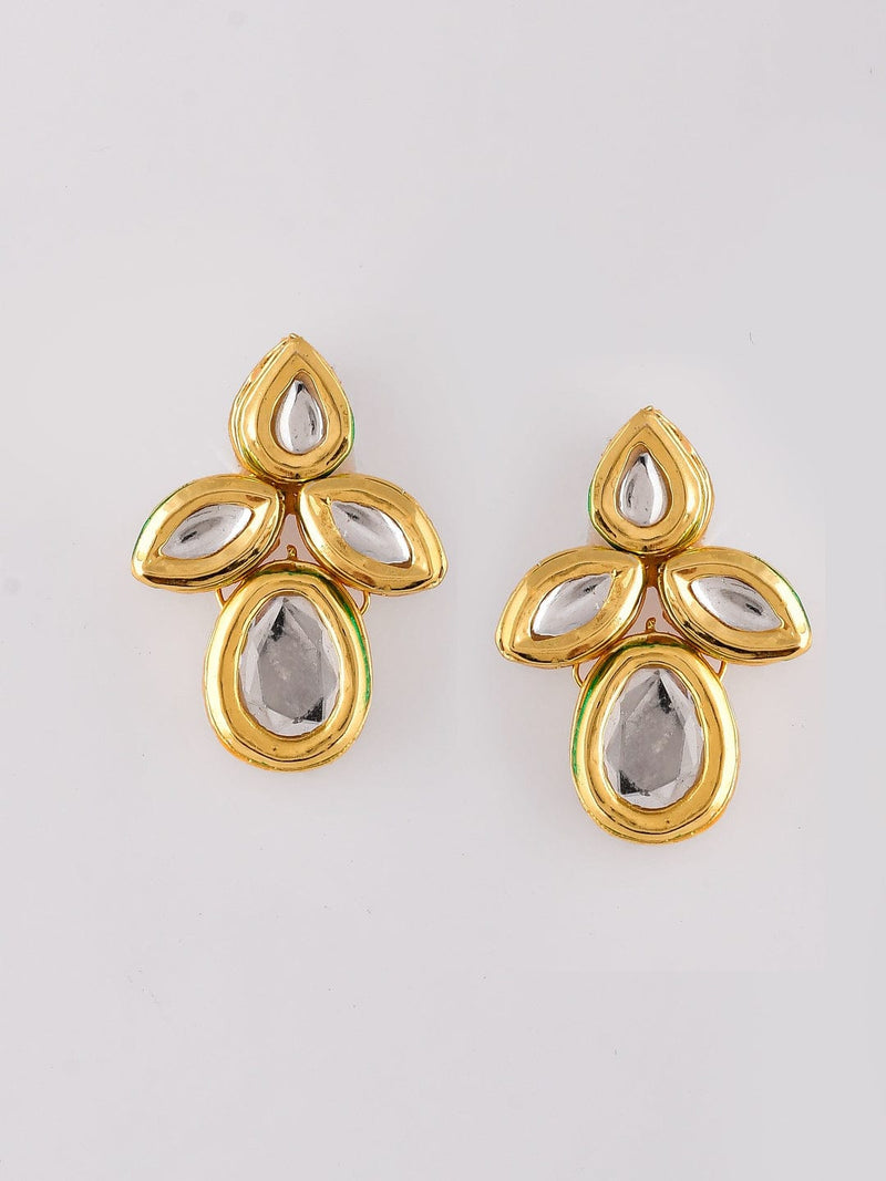 Gold Plated White Kundan Necklace Set