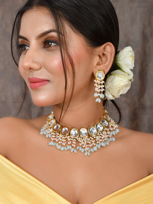 Gold Plated Necklace With Earrings