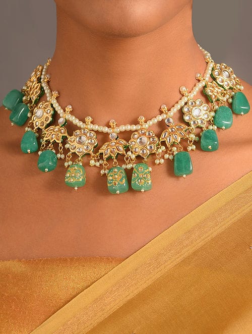 Gold Plated Kundan Necklace Set