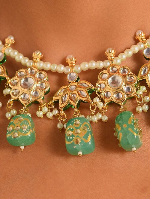 Gold Plated Kundan Necklace Set