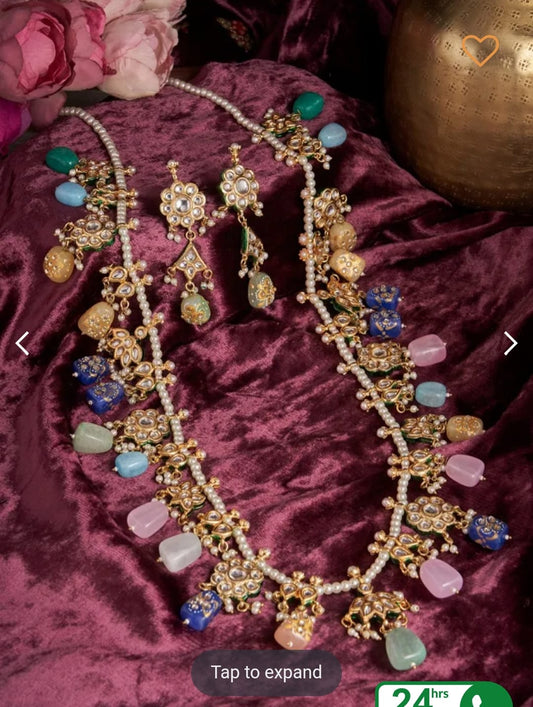 Gold Plated Kundan Necklace Set