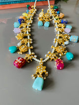 Gold Plated Long Kundan Necklace Set