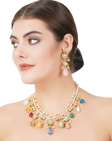 Gold Plated Kundan Necklace Set