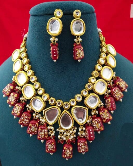 Gold Plated Kundan Necklace Set