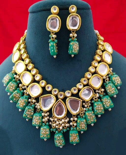 Gold Plated Kundan Necklace Set