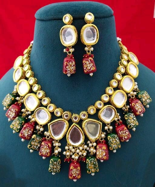Gold Plated Kundan Necklace Set