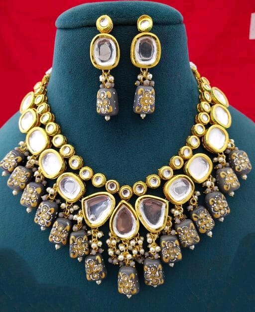 Gold Plated Kundan Necklace Set