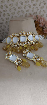 Gold Plated Kundan Necklace With Earring