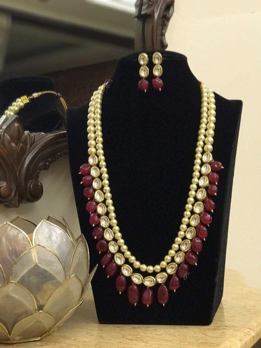Gold Plated Long Nackless With Earring