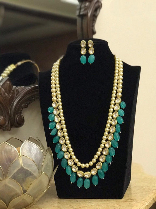 Gold Plated Long Nackless With Earring