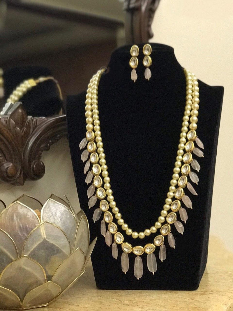 Gold Plated Long Nackless With Earring