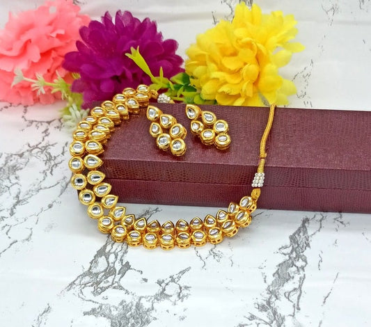 Gold Plated Necklace With Earrings