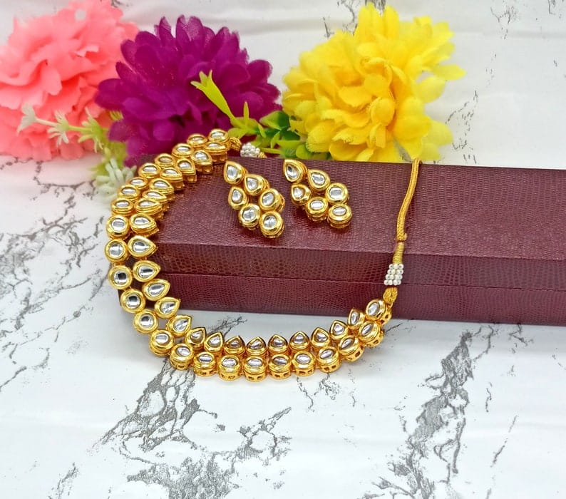 Gold Plated Necklace With Earrings