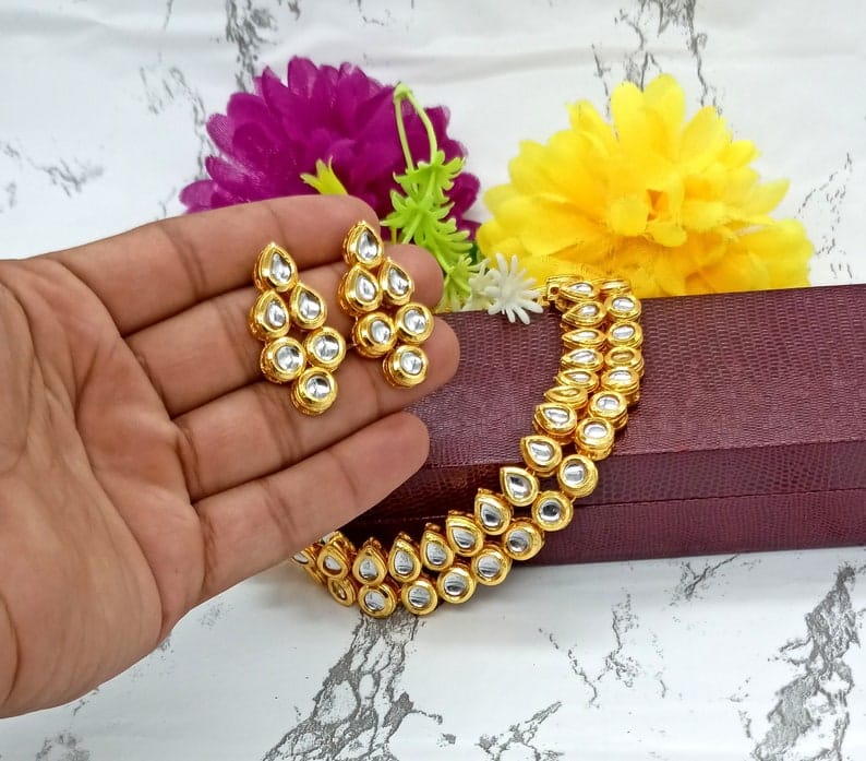 Gold Plated Necklace With Earrings
