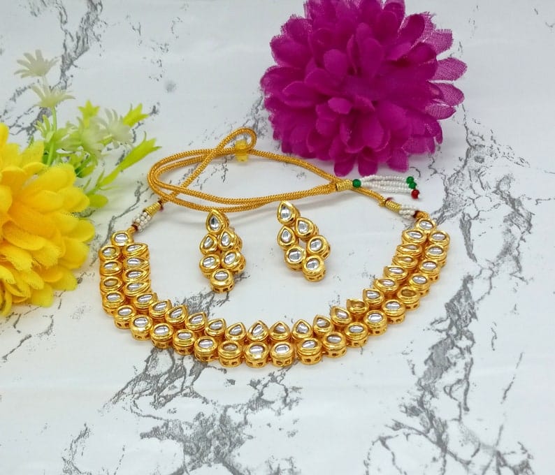 Gold Plated Necklace With Earrings