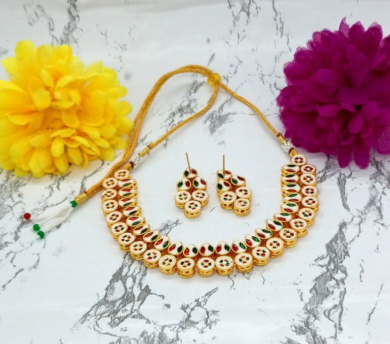 Gold Plated Necklace With Earrings
